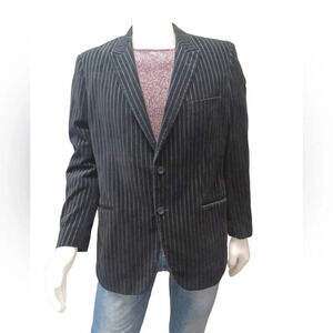 Bellissimo Velvet Black Grey Pinstripe Blazer Size  44R